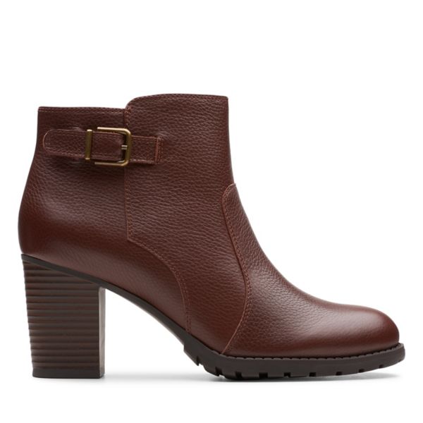 Clarks Womens Verona Gleam Ankle Boots Brown | UK-5067918 - Click Image to Close